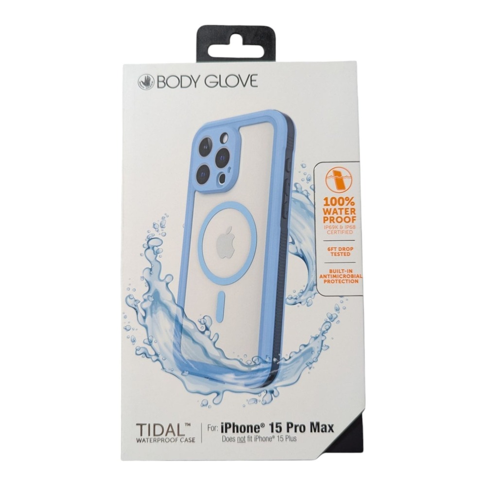 P5. Body Glove Tidal Waterproof with MagSafe Case - iPhone 15 Pro Max Blue/Clear